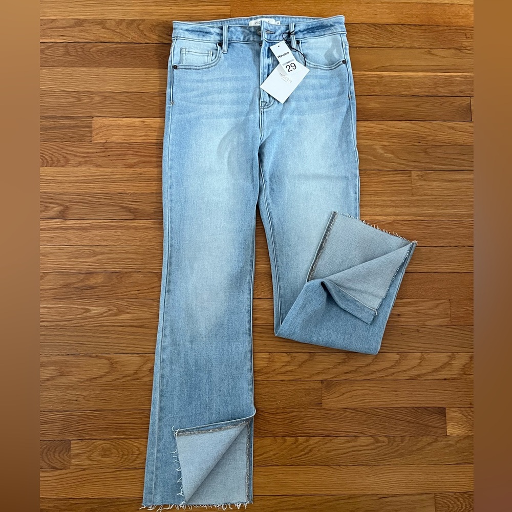 Classic Blue Straight Leg Jeans with Faded Look